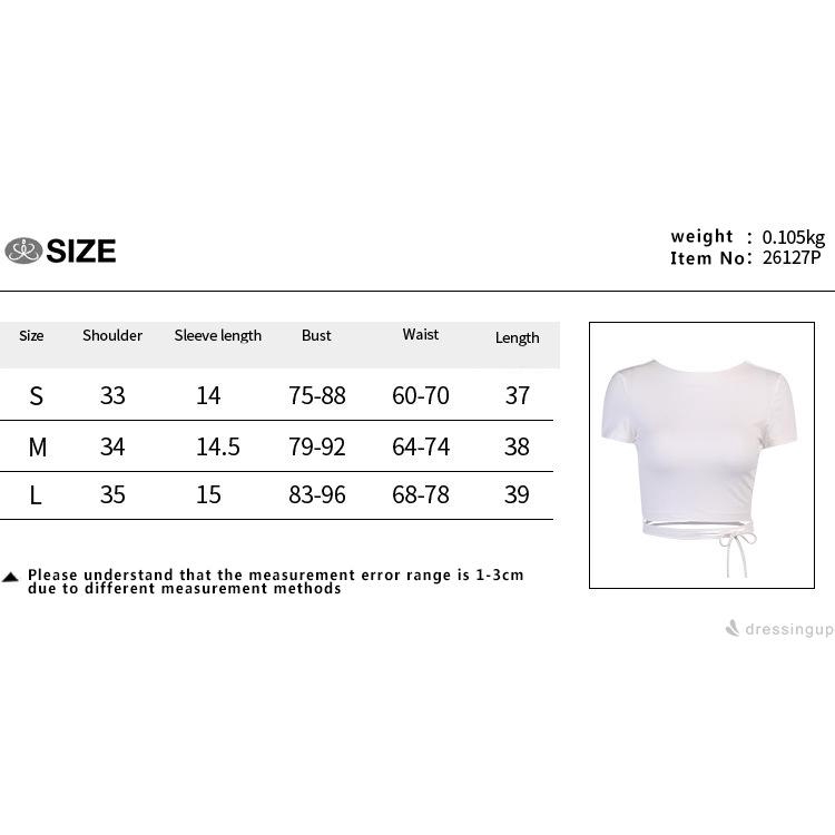 DRESSINGUP-Women´s round neck short-sleeved short back hollow bandage top