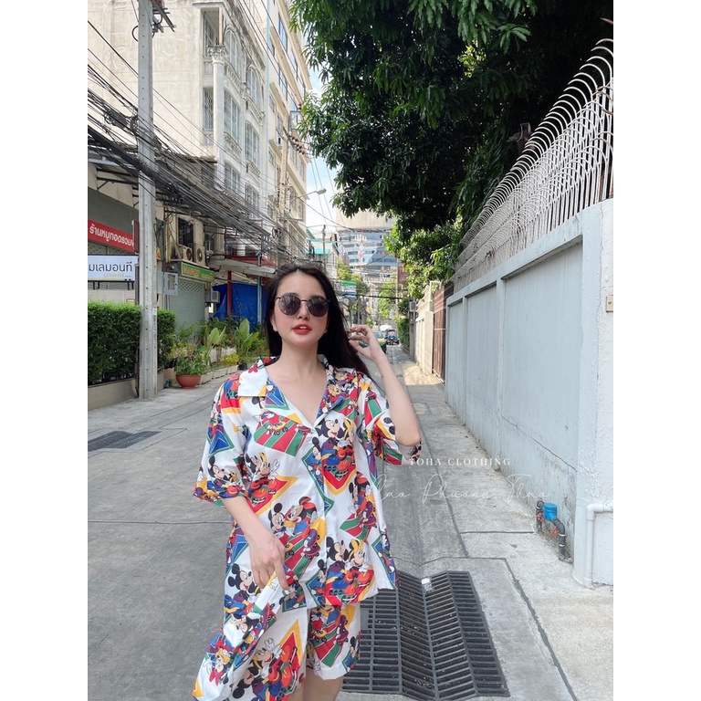 Set Bộ Sơ Mi Hoạt Hình Kèm Nón