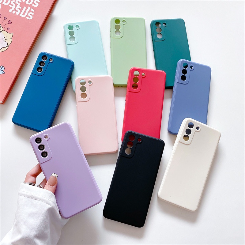 Ốp điện thoại silicon mềm hình vuông chống sốc thời trang cho Samsung Galaxy S20 S21 Plus Note 10 20 Ultra