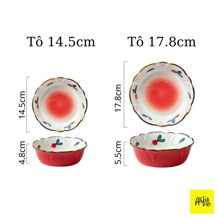 Tô sứ tròn 14.5cm & 17.8cm – họa tiết hoa quả nhiều màu sắc – HÀNG CÓ SẴN