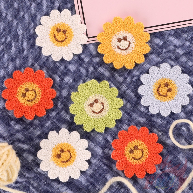 ✿ Miếng Dán Dệt Kim Hình Hoa Hướng Dương Dễ Thương ✿ 1 Huy Hiệu May Quần Áo DIY