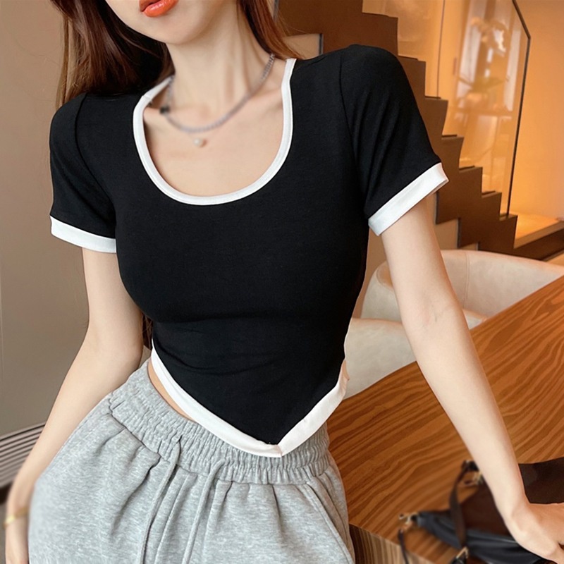 Áo Thun Tay Ngắn Cổ Tròn Nhiều Màu Sắc Phong Cách Hàn Quốc Dành Cho Nữ