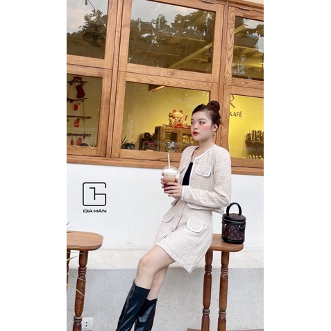 Sét Áo Dạ Tweed Viền Bèo Siêu sanh chanh . Hàng 2 lớp dày dặn chuẩn form.