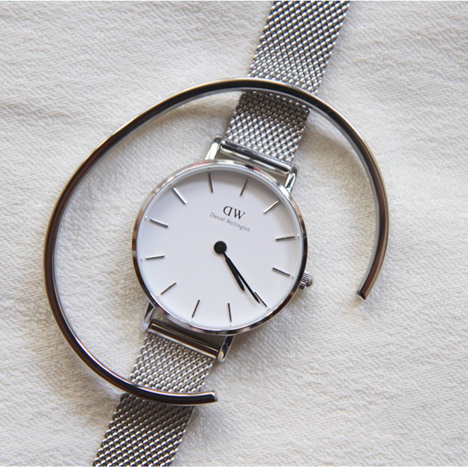 Đồng Hồ Nữ Daniel Wellington Classic Petite Sterling White & Vòng Tay DW Cuff Chính Hãng - OtisWatch