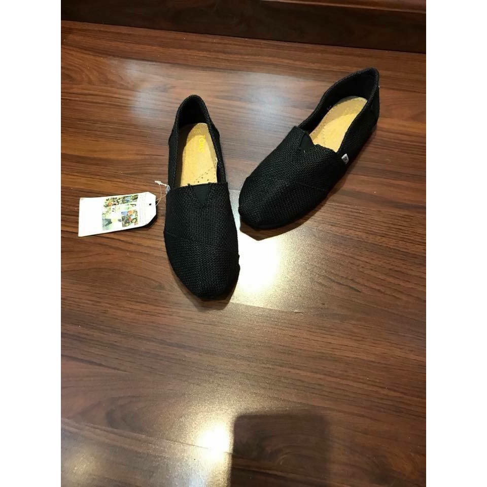 Giày Toms Cói đen Đế Xốp Đen