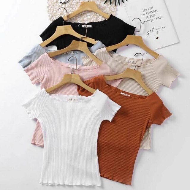 Áo croptop trễ vai 15 màu chất vải mềm mịn LIKANO CRT55