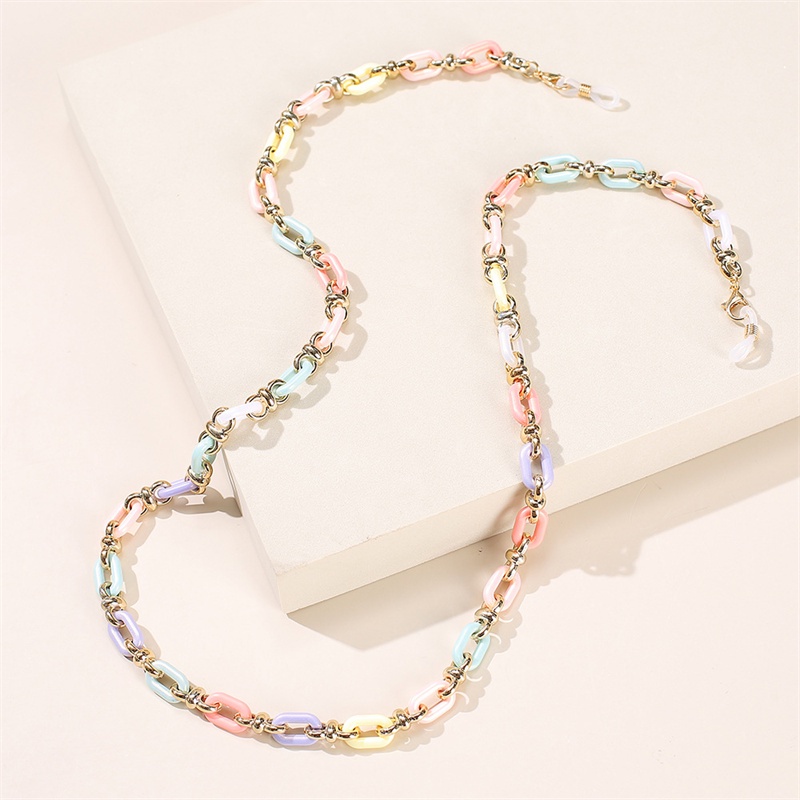 Dây Đeo Mắt Kính Màu Cầu Vồng Chất Liệu Acrylic Làm Thủ Công Chống Thất Lạc