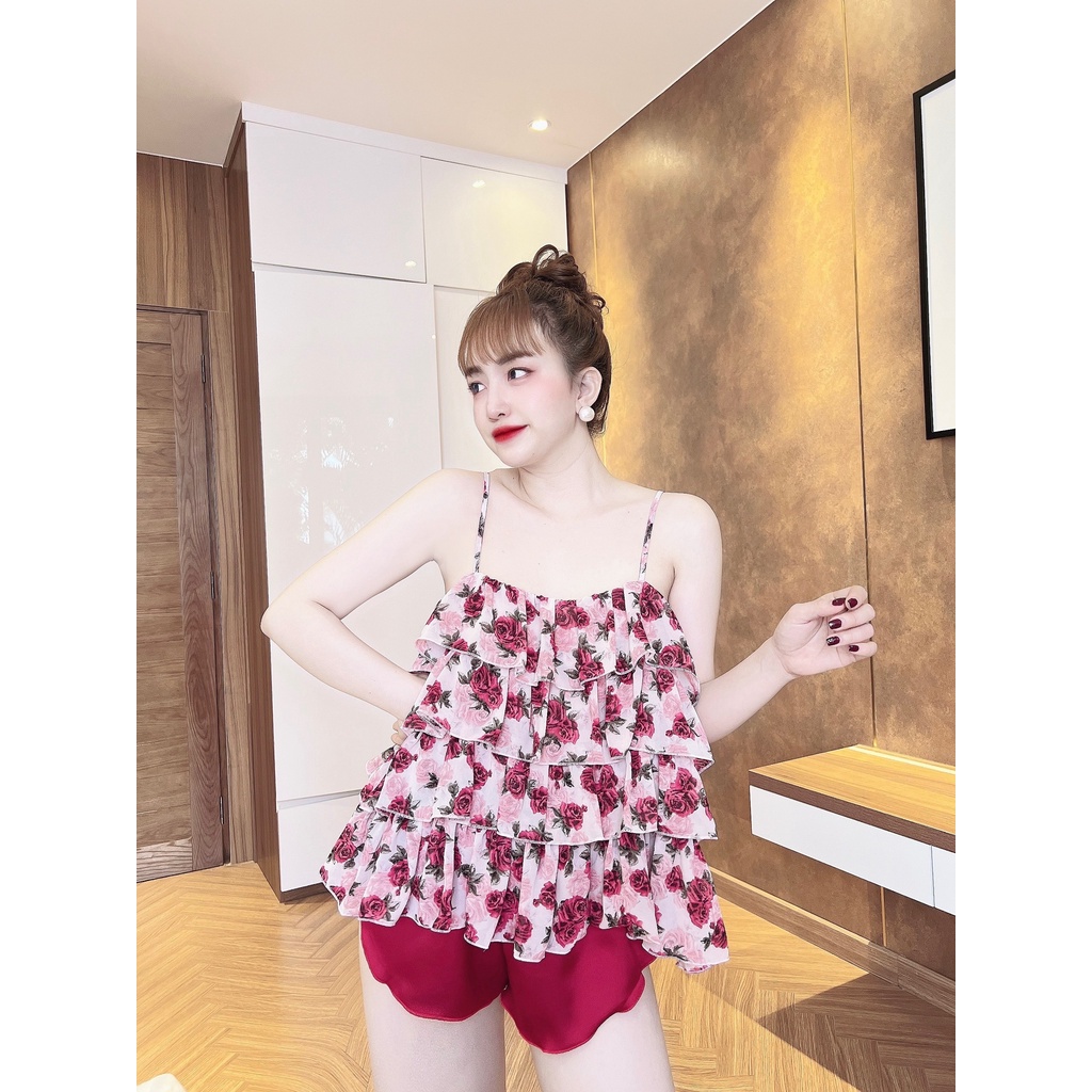 Bộ Đồ Ngủ Nữ SOJUN Vải Chiffon 4 Tầng Dưới 65Kg