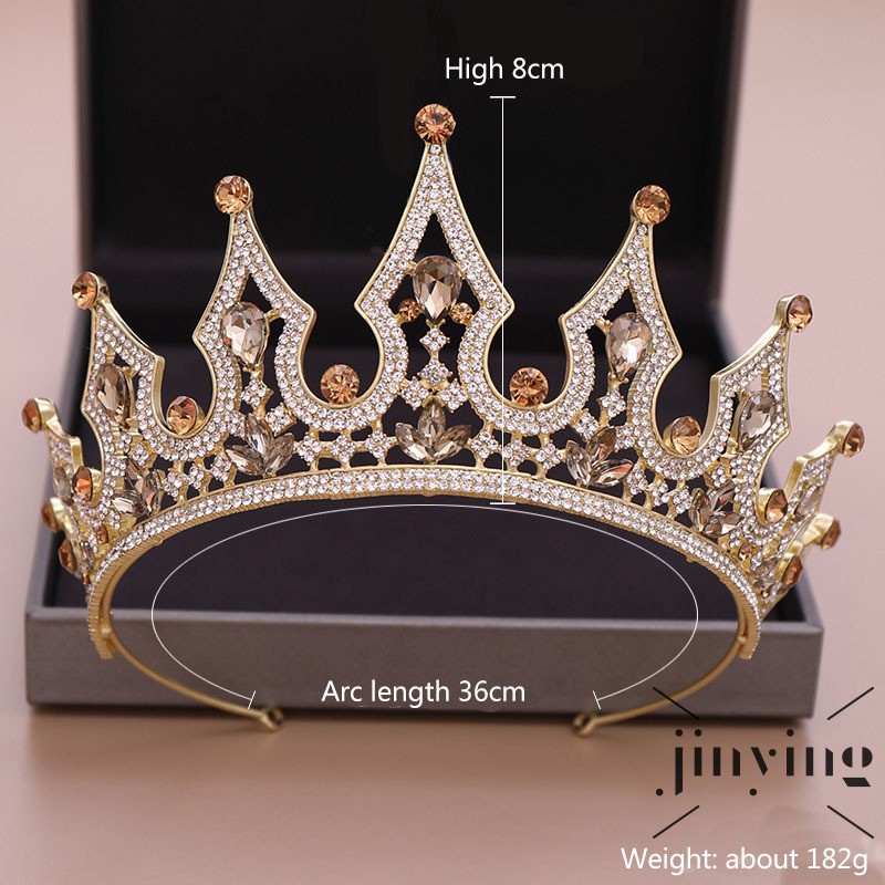 GETNOIVAS Vương miện đính đá màu vàng đồng/ bạc cao cấp sang trọng thời trang