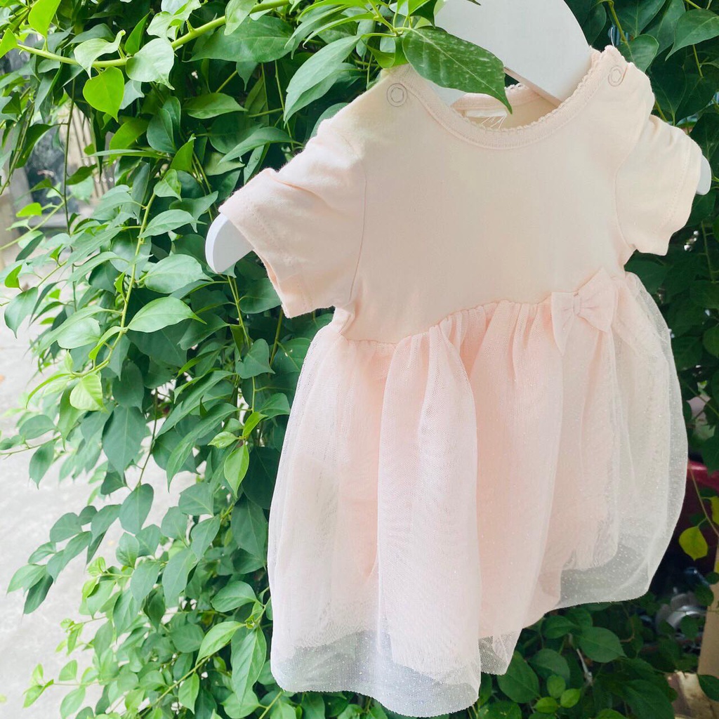 Body váy ren hồng be H&m xuất dư cho bé gái