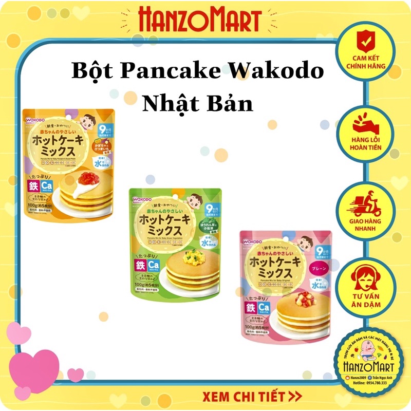 Bột làm bánh Pancake Wakodo 9m+ 100gr Nhật Bản