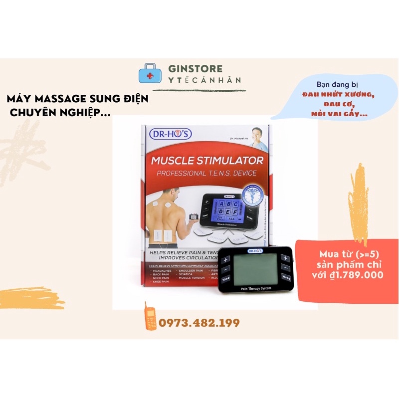 Máy massage xung điện tri liệu DR HO'S PRO, hệ thống xoa bóp kép DR HO'S MÀU ĐỎ MXDD
