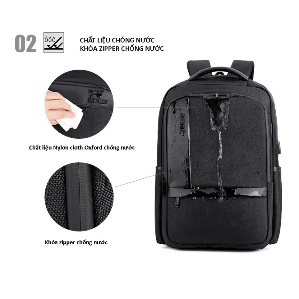 NDA Balo laptop cao cấp Arctic Hunter B00120, balo đa năng, chống sốc cho laptop 15.6 inch, chống nước 50 C74