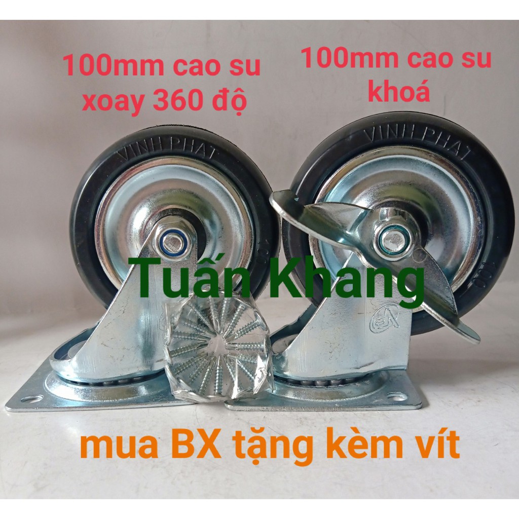 Bánh xe đen vĩnh phát phi 100mm đẩy êm