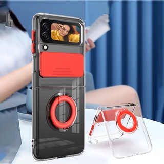 ốp lưng Samsung Z Flip 3 Vỏ trượt trong suốt Bảo vệ máy ảnh Giá đỡ máy ảnh TPU trong suốt Vòng gót chân mềm Bảo vệ máy ảnh