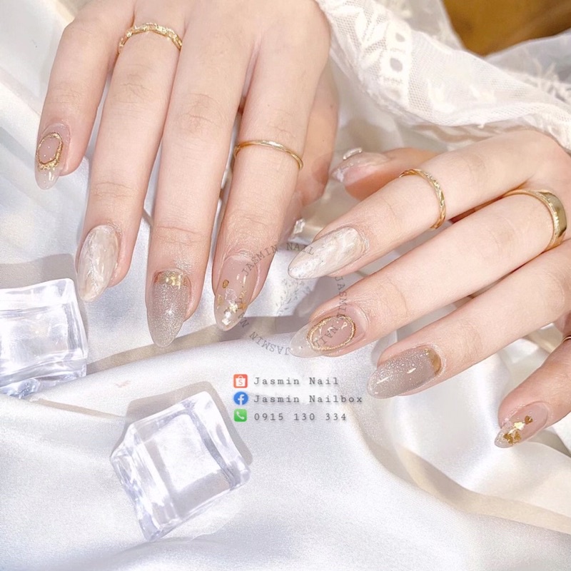 [Mã NHUQAD giảm 10% đơn 100k][NAIL BOX] Nailbox móng úp thiết kế sẵn mẫu mắt mèo loang màu viền tráng gương