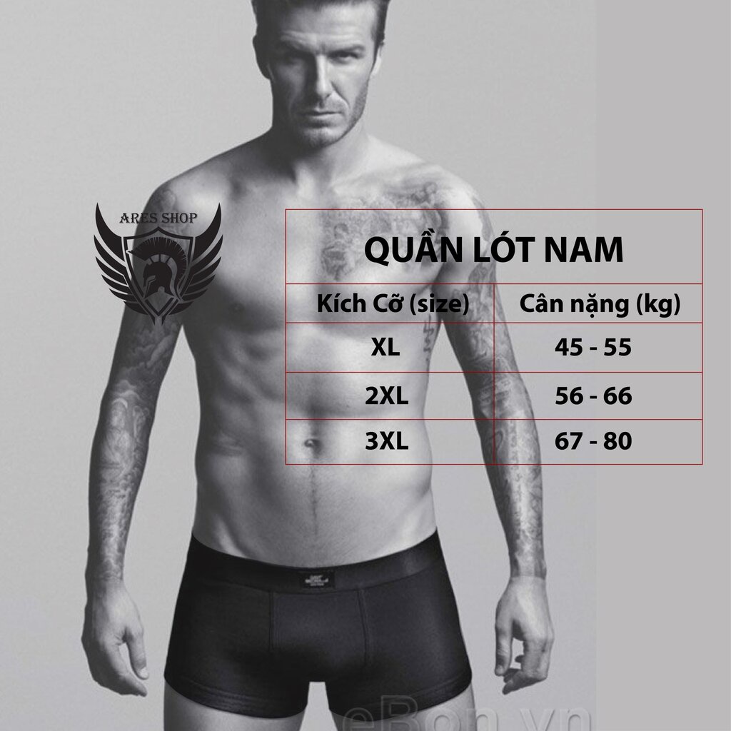 Quần lót nam, quần boxer chất thun lạnh mềm mịn siêu mát, thấm hút mồ hôi - Boxer lụa 01 - ARES SHOP