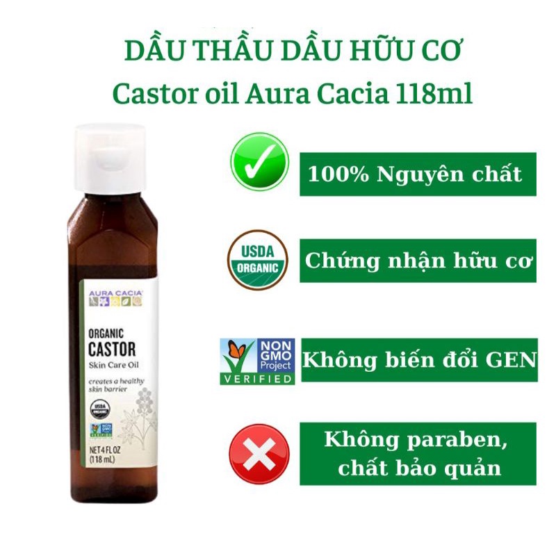 Dầu thầu dầu hữu cơ Castor oil Aura Cacia Organic