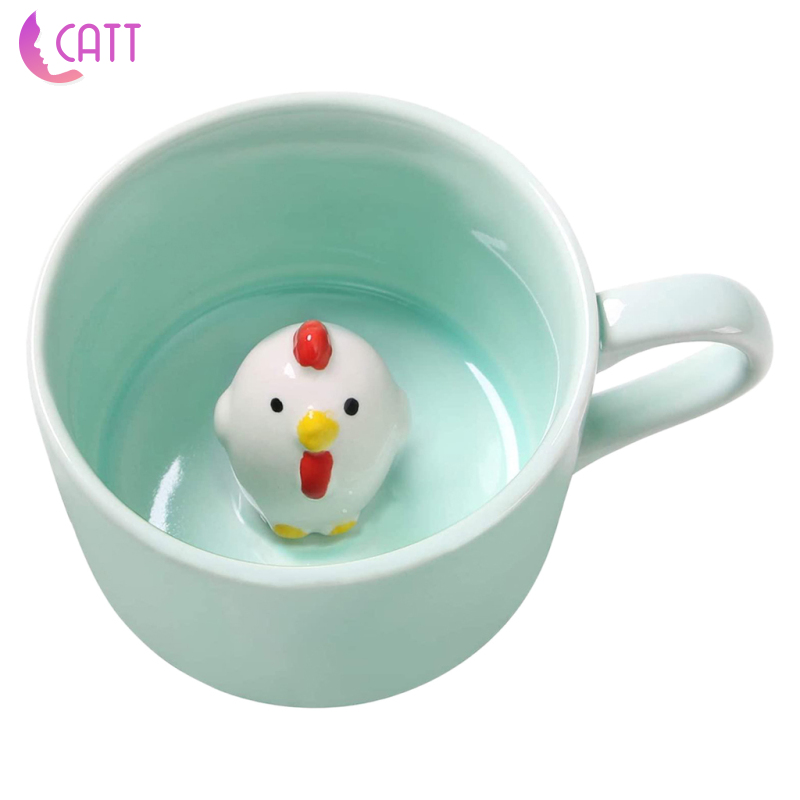 [Dadada1] Cốc Uống Cà Phê 7 oz Bằng Gốm In Họa Tiết Động Vật Hoạt Hình 3D Dành Cho Nam Và Nữ