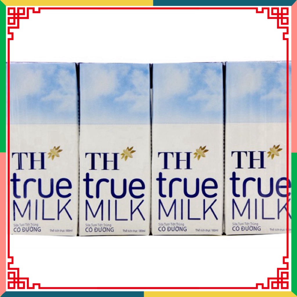 LỐC 4 HỘP SỮA TH TRUE MILK 180ML CÓ ĐƯỜNG/ ÍT ĐƯỜNG/ KHÔNG ĐƯỜNG/ DÂU/ SOCOLA ( Đại lý Ngọc Toản)