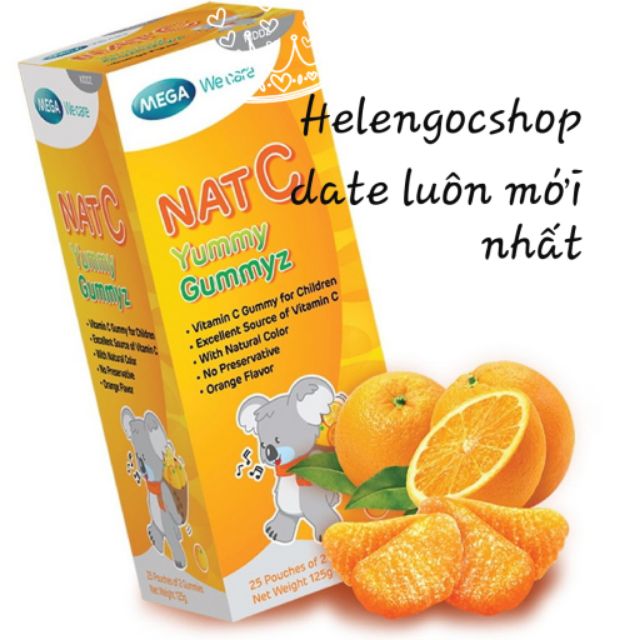 KẸO DẺO NAT C YUMY CUNG CẤP VIT C TỰ NHIÊN PHÙ HỢP CHO BÉ  VÀ MẸ HỘP 25 GÓI 50 VIÊN