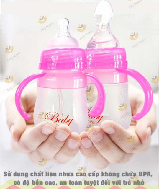 Bình sữa +bình thìa ăn dặm có chống sặc baby love(150ml)