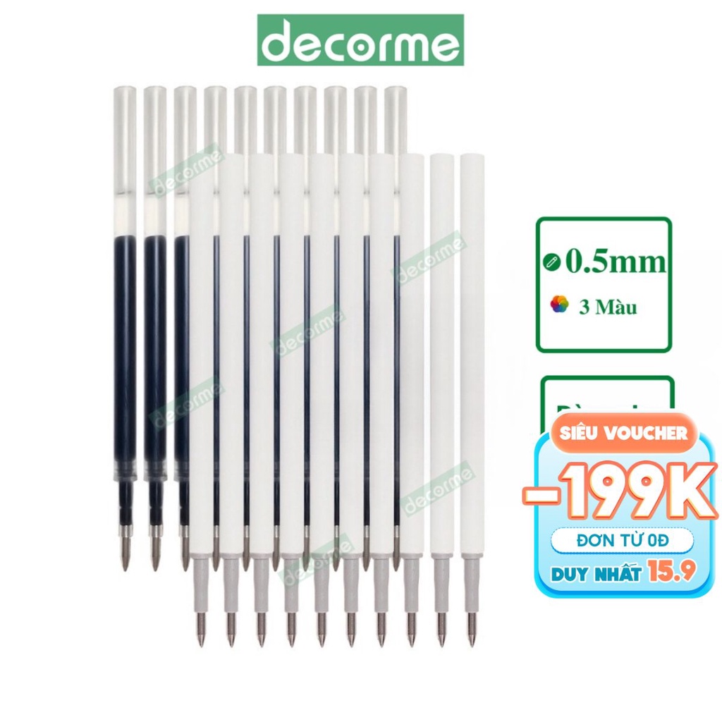Ruột bút bấm DecorMe ngòi bút 11cm dùng cho bút gel bấm NBD2