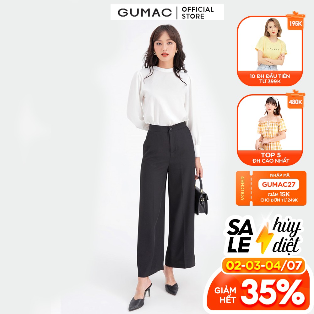 [Mã WABRGU72 giảm 10% tối đa 50k đơn 250k] Quần tây nữ ống rộng GUMAC QB614 | BigBuy360 - bigbuy360.vn