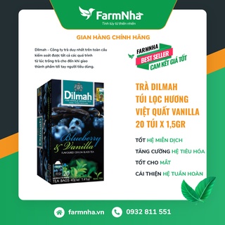 Trà Dilmah Blueberry & Vanilla (Hương việt quất & vanilla) túi lọc 30g 20 túi x 1.5g - Tinh hoa trà Sri Lanka