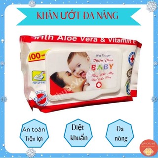 KHĂN ƯỚT 🌸CHÍNH HÃNG🌸 Khăn ướt Baby Thiên Phúc chính hãng gói 100 tờ