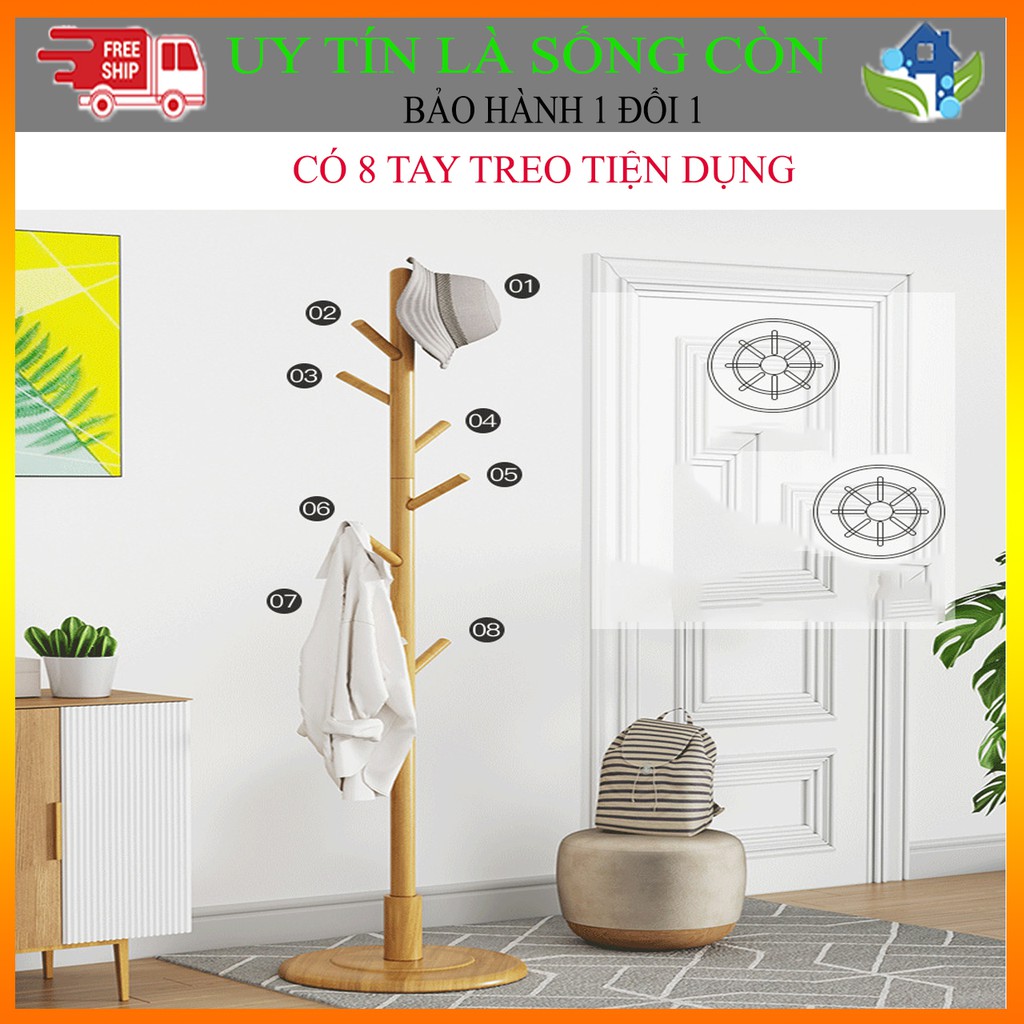 [CÂY TREO ÁO TIỆN DỤNG] Cây treo áo cây treo mũ bằng gỗ kt D40xR40xC176cm thân thiện tiện dụng cho hộ gia đình