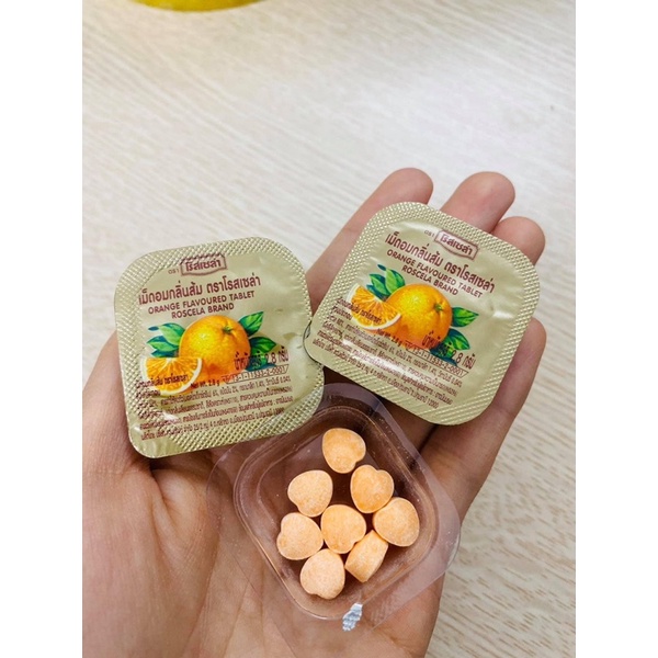 HCM kẹo C vị cam trái tim hàng Thái roscela 1 vỉ 24hộp