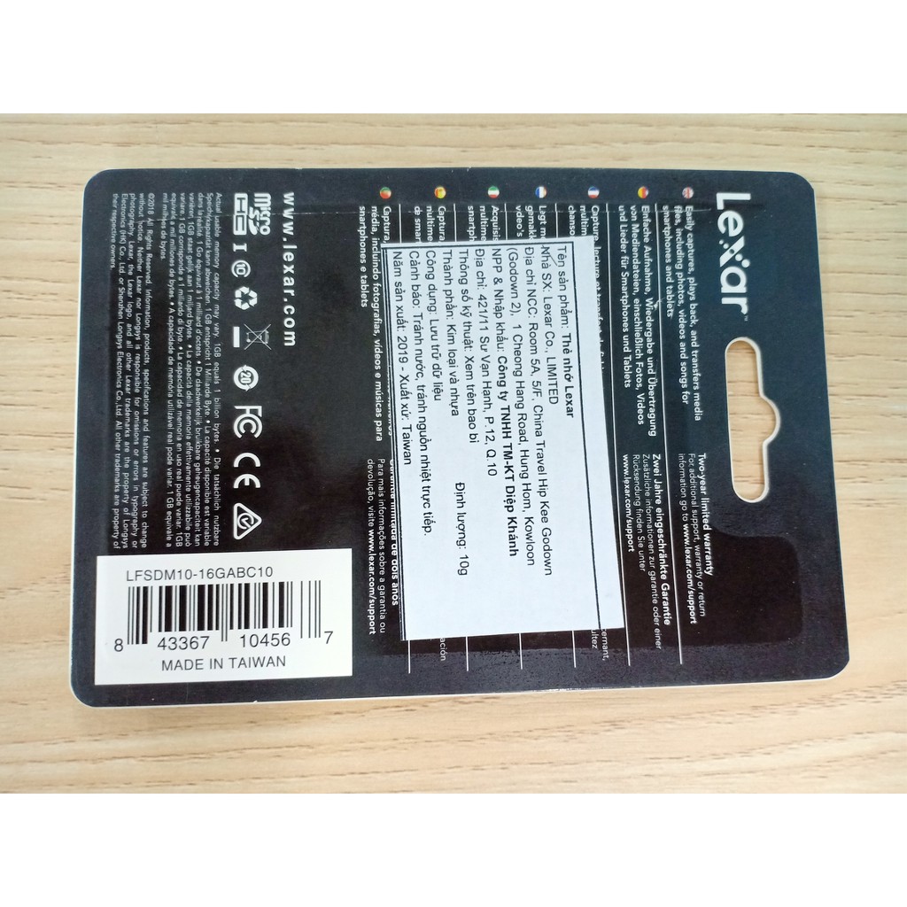 Thẻ nhớ 16GB Micro SDHC C10 LEXAR (không kèm Adapter)