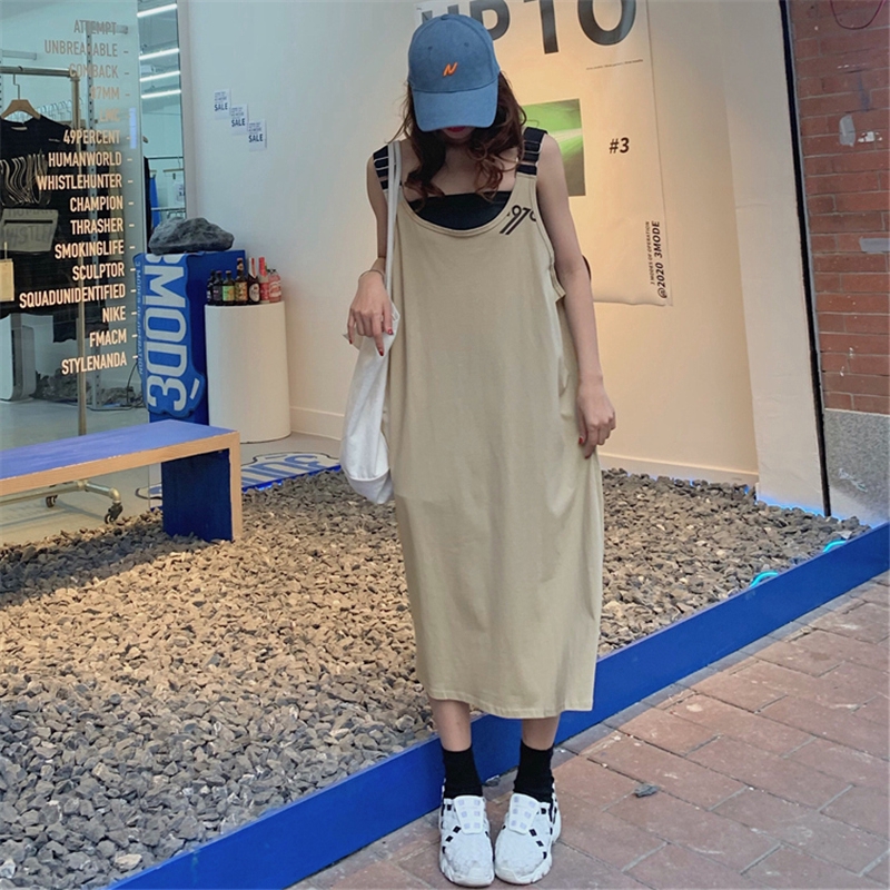 Đầm SUXI hai dây dáng rộng phong cách Hàn Quốc thời trang dành cho nữ