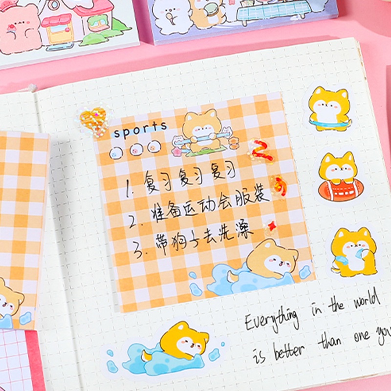 Set 50 Tờ Giấy Note Mini Hình Vuông In Họa Tiết Hoạt Hình Dễ Thương