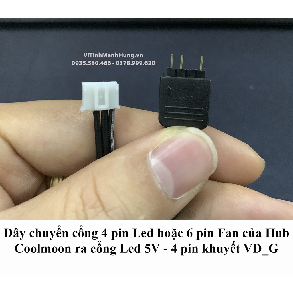 Dây chuyển cổng 4 pin Led hoặc 6 pin Fan của Hub Coolmoon ra cổng Led 5V ARGB 3 pin.