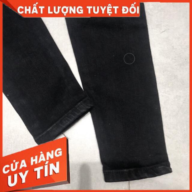 QUẦN JEANS Skinny ĐEN ôm RÁCH GỐI - chất mềm giãn