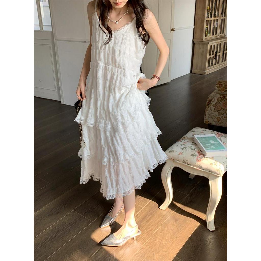 63037 Váy Ren Hai Dây Phong Cách Mới