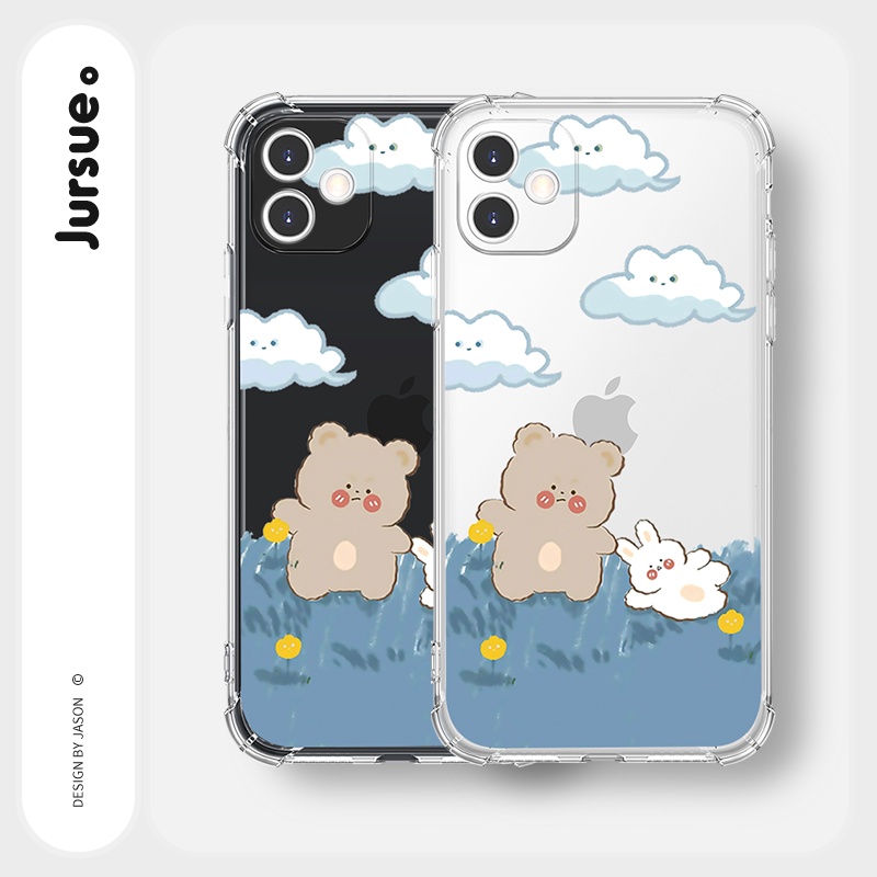 Ốp lưng JURSUE chống sốc hoạt hình dễ thương đẹp cho iPhone 13 12 11 Pro Max SE 2020 X XR XS ip 8 7 6 6S Plus kute Y191