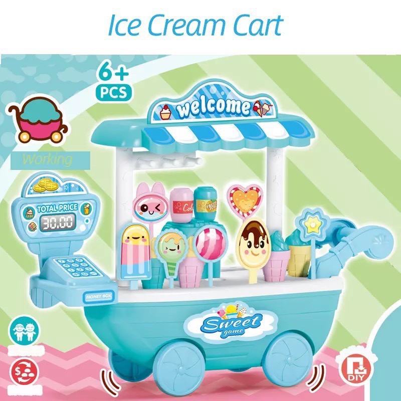 Bộ đồ chơi xe đẩy bán kem cho bé trai bé gái