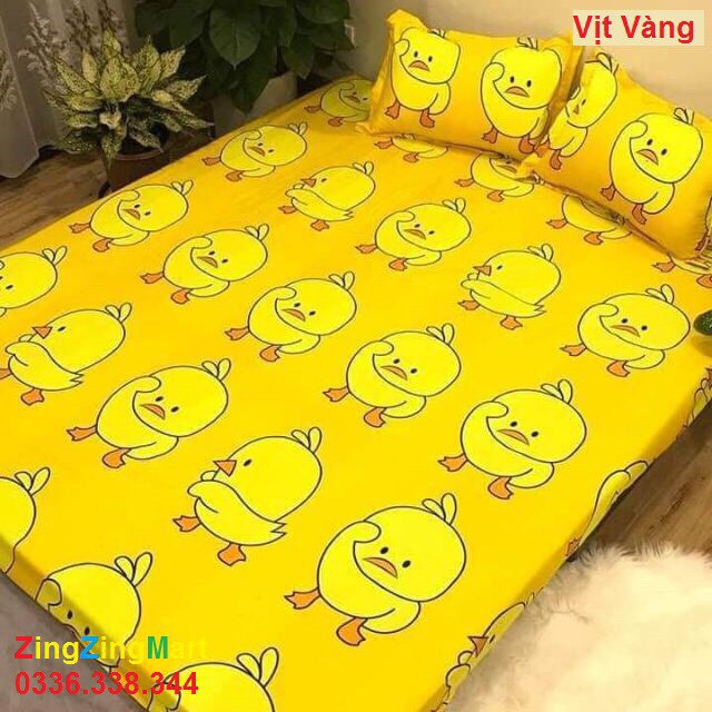 Sài Gòn Bộ ga gối 3 món Drap 1m2x2m vịt vàng mẫu mới