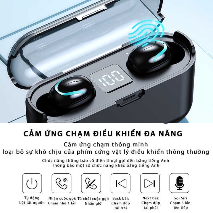 Tai nghe bluetooth true wireless S1-TWS HBQ-Q32 kiêm sạc dự phòng 2000mah (Đen) Nhất Tín Computer