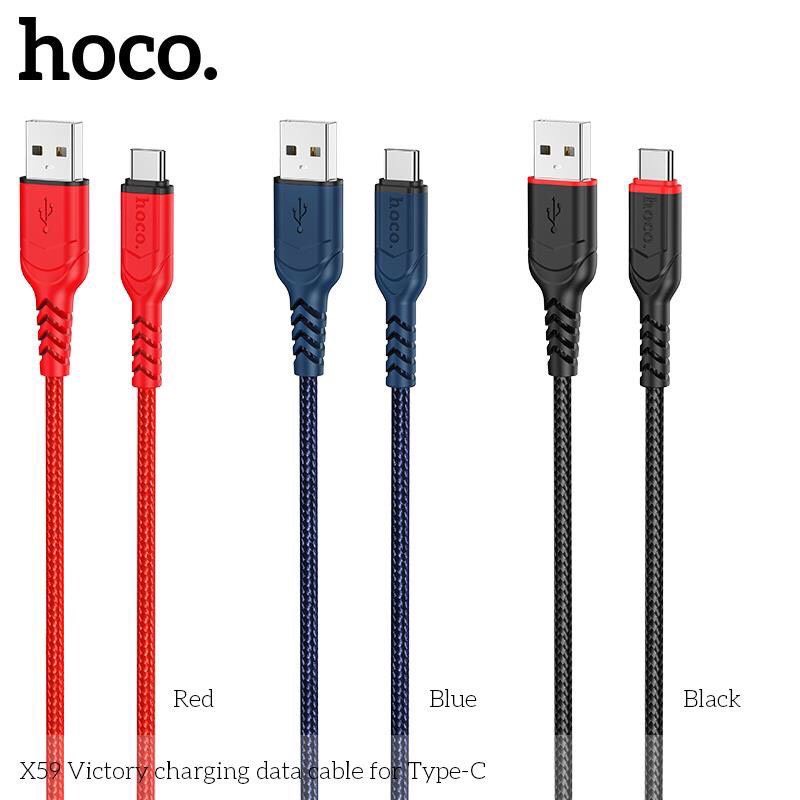 Cáp Sạc Nhanh Hoco X59Dây Dù + Chống GãyDây Sạc Nhanh 2.4A/3A Hỗ Trợ Truyền Dữ Liệu Cho iphMicro USB/Type-C Dài 1M