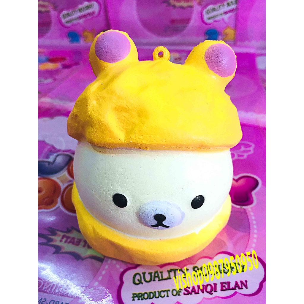 Squishy Lớn JUMBO Gấu Nâu kẹp trong bánh xúc xích Đồ Chơi Xốp Giảm Stress Hình mềm mịn dễ Thương đàn hồi Cho Bé