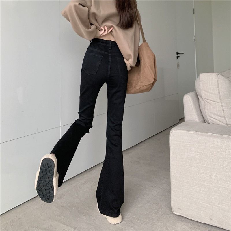 Quần Jeans Lưng Cao Ống Đứng Phong Cách Hàn Quốc