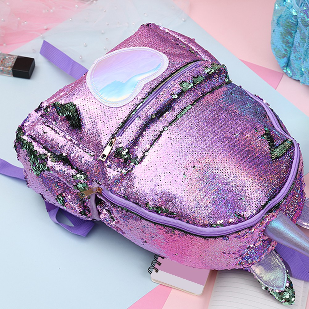 Balo đeo vai họa tiết trái tim đính sequin lấp lánh dễ thương