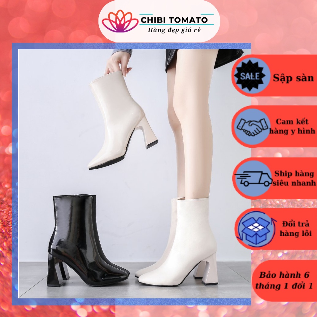 Bốt da nữ kiểu dáng thời trang đế cao 7,5cm siêu hót 2021
