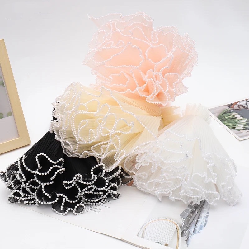 [Spot] Lưới Bọc Hoa Ngọc Trai Gợn Sóng 30cm*5 yards Trang Trí