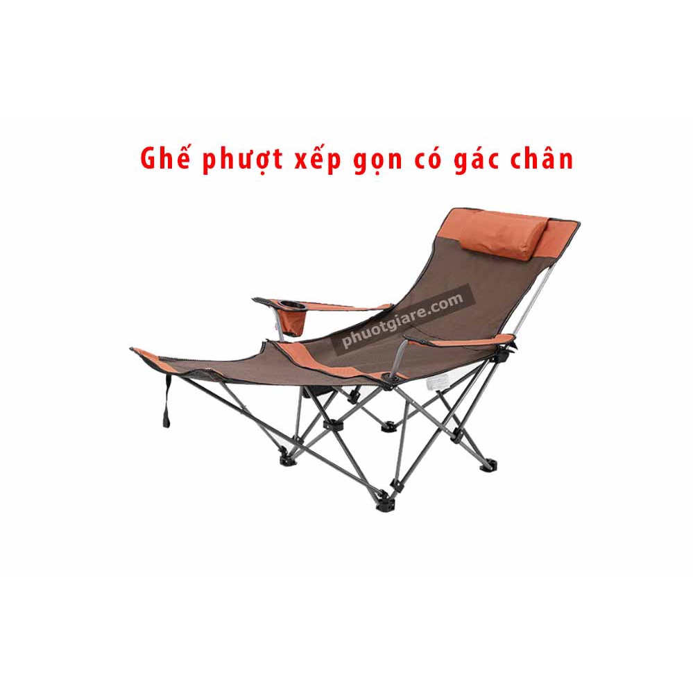 Ghế bố dài có gác chân xếp gọn du lịch cắm trại câu cá