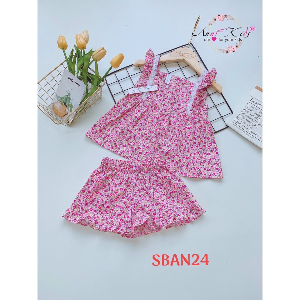 Sét bộ bé gái hoa nhí 2 dây bèo phối ren